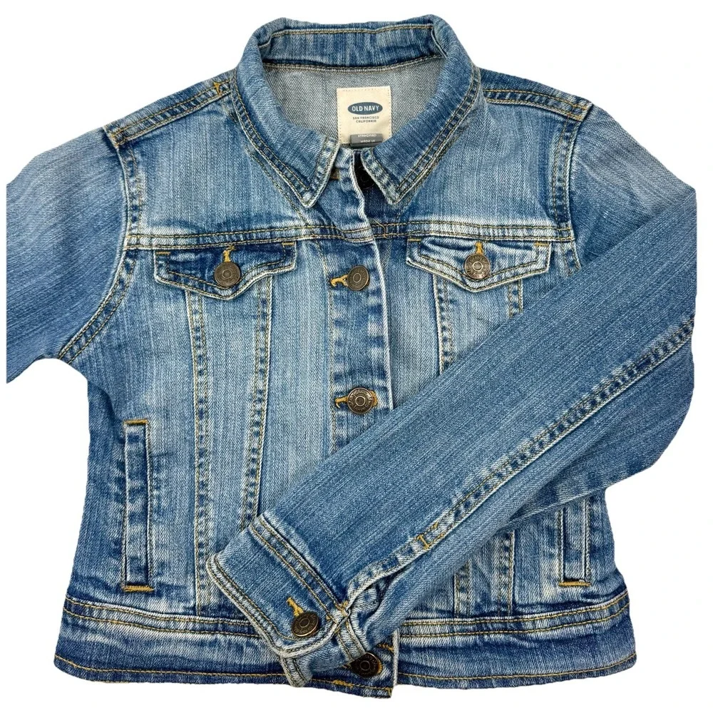 Old Navy Girls‎ Denim Jean Jacket Medium Wash Classic Trucker Style Size M (8)